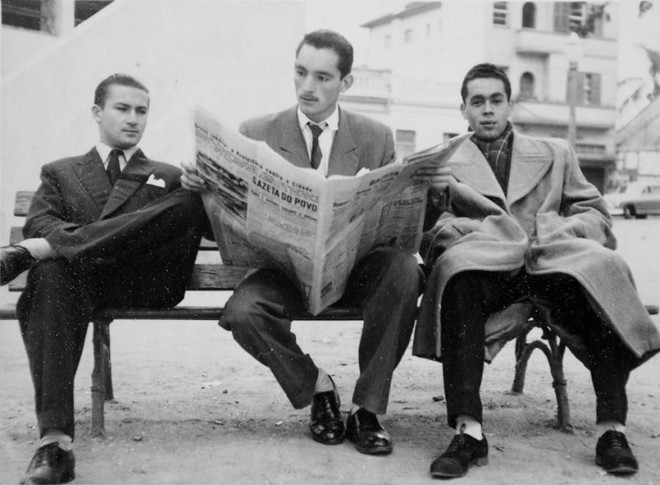 Synval Stocchero (no meio), em início de carreira, na década de 1950 |