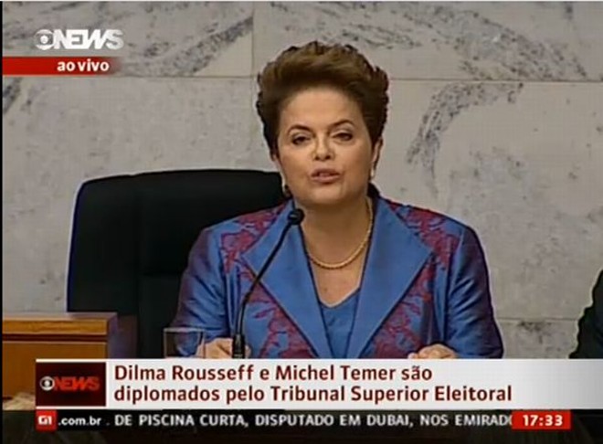 Dilma Rousseff discursa no plenário do TSE na cerimônia de diplomação dela e de seu vice, Michel Temer | 