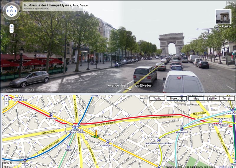 Tela do Google Maps, com Street View: usuários criam mapas e disponibilizam para pessoas com interesses comuns | Divulgação / Google