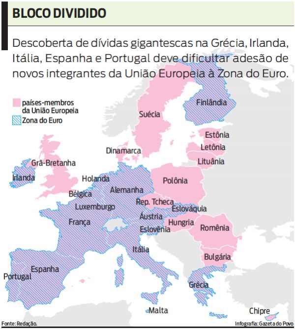 Confira no mapa os países membros da União Europeia |