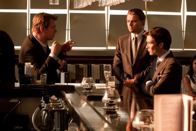 Nolan, Leonardo DiCaprio e Cillian Murphy, durante a filmagem de A Origem | 