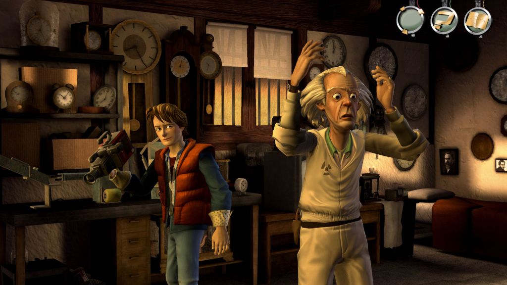 Cena de Back to the Future: Its About Time, vendido (barato) pela loja on-line Steam, e que conta com dubladores do filme original | Divulgação/ Telltale Games