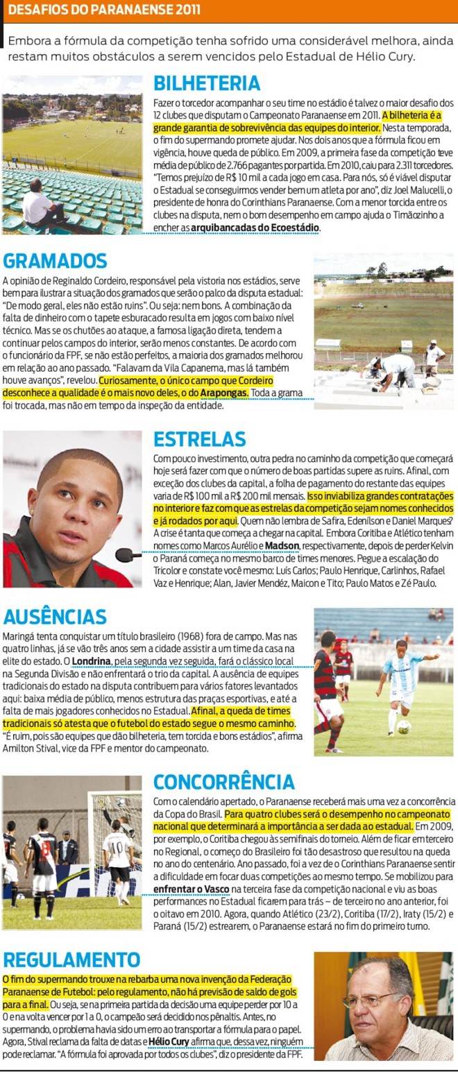 Confira os desafios do campeonato paranaense 2011 | 