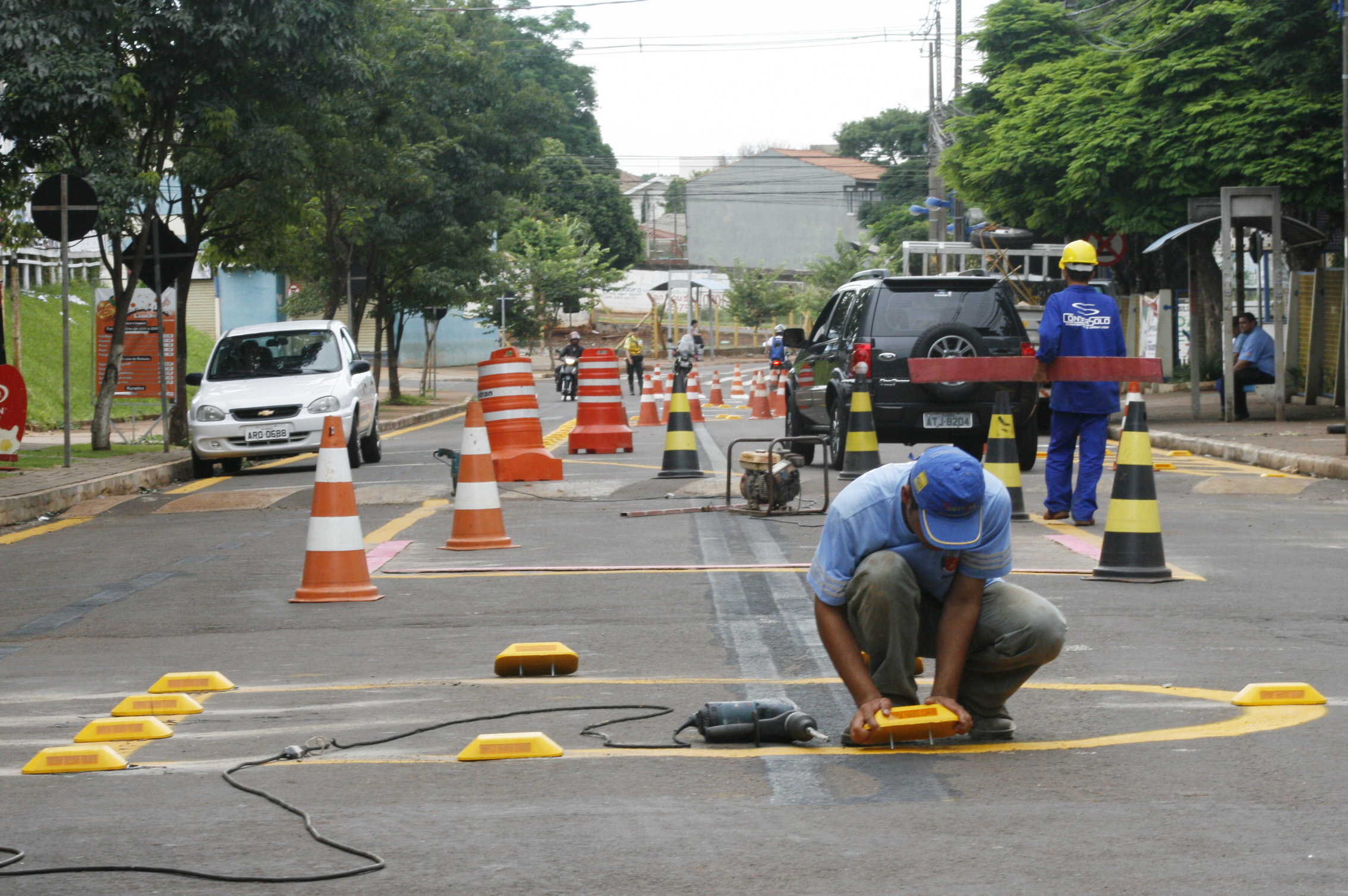 Os trabalhos de instalação do "Traffic calm" devem durar até a próxima sexta-feira (21) | Divulgação - PMM