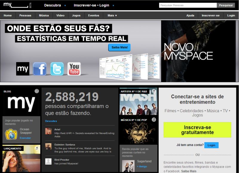 MySpace foi reestruturado e incluído em um site de entretenimento | Reprodução / Myspace.com