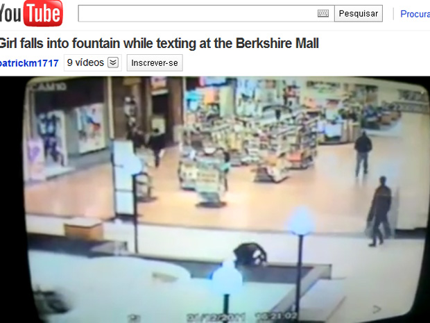 Imagem mostra o tombo em shopping inglês | Reprodução de vídeo