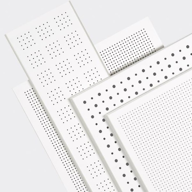 Os padrões de perfuração, tamanho e detalhe de bordas proporcionam criação de designs contemporâneos para forros |