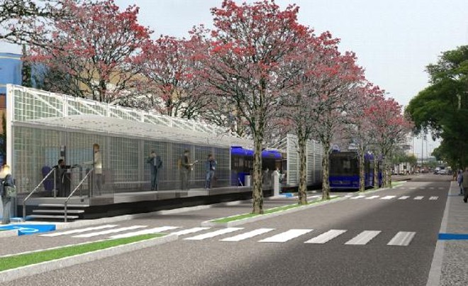 A Avenida Brasil, a principal de Maringá, terá corredores de ônibus onde hoje há estacionamentos | 