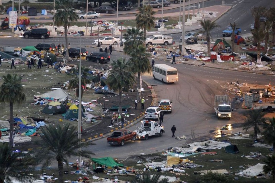 Manifestantes estavam acampados em praça, a exemplo do que ocorreu no Cairo, no Egito | Hamad I Mohammed/Reuters