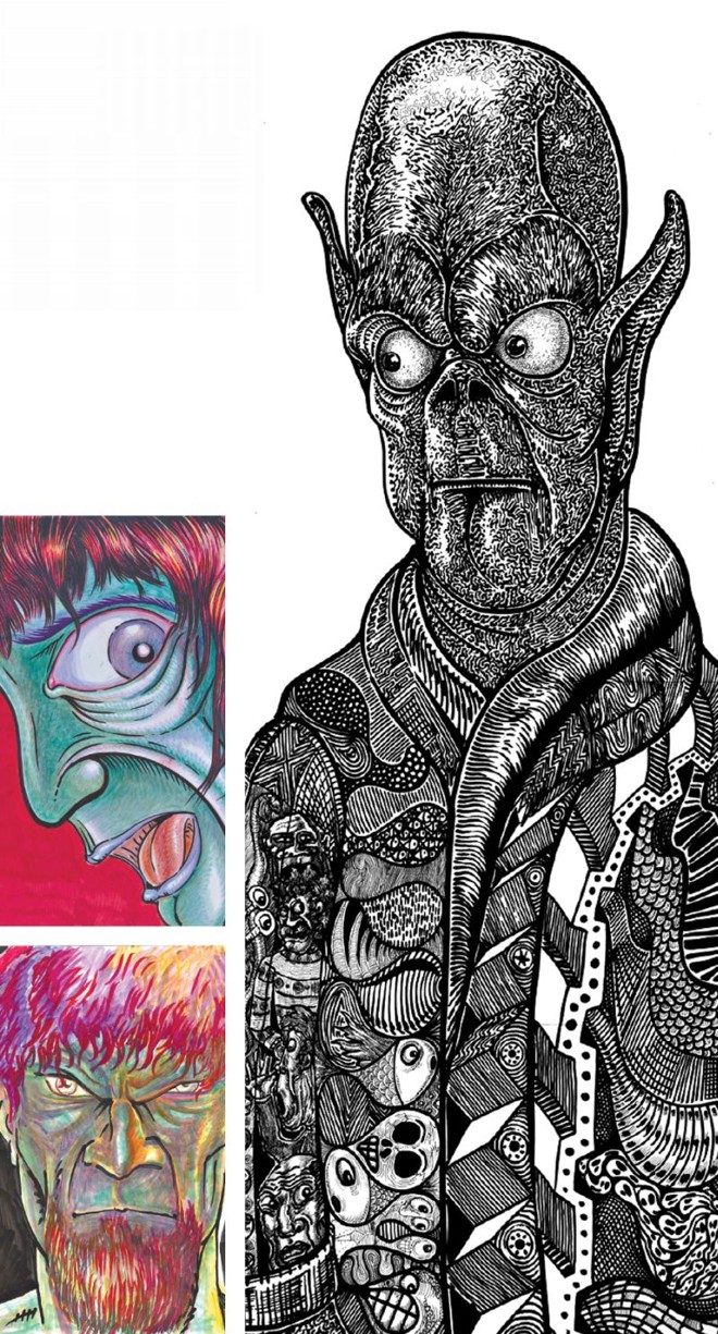 Os rostos dos personagens de Andriani são expressivos e têm influências de máscaras tribais | 