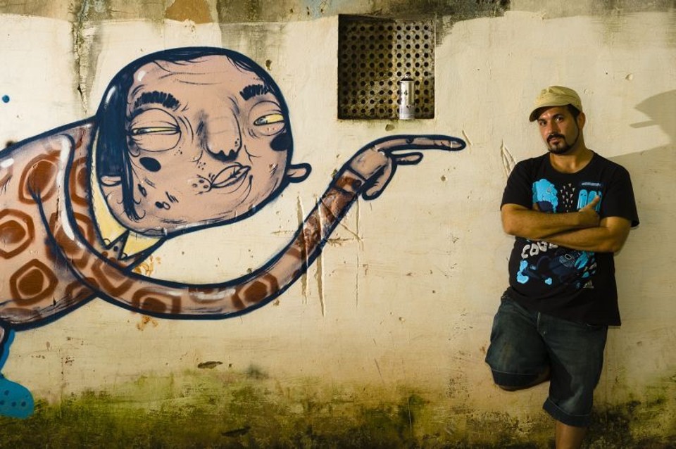Grafiteiro Skor tem usado muros de Maringá para se dedicar à arte urbana; plano é grafitar o centro esportivo da cidade | Fabio Dias/GP