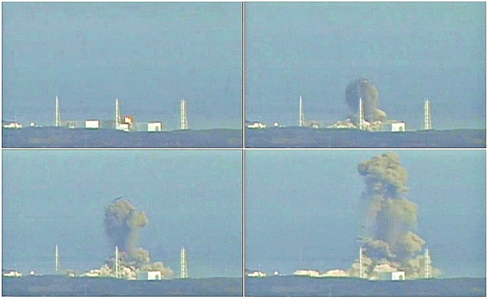 Combinação de imagens de vídeo da TV local mostra a explosão desta segunda-feira (14) na usina de Fukushima | REUTERS/NTV via Reuters TV