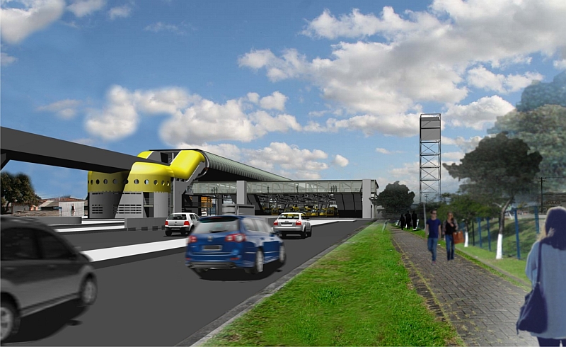 Projeção computadorizada do metrô curitibano: cada composição terá cinco vagões e capacidade para transportar 1.450 passageiros | Divulgação