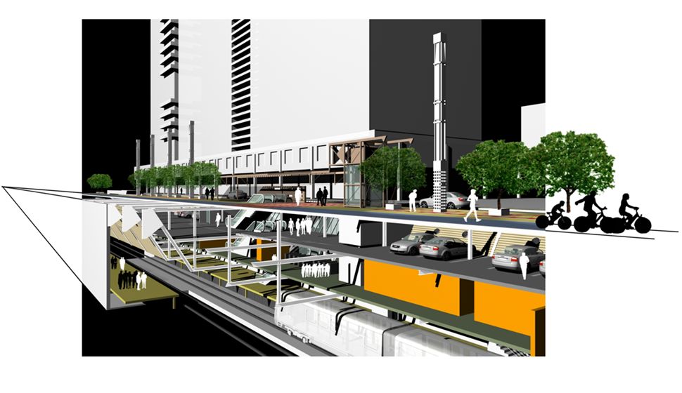 Imagem do projeto mostra como deve ser a estrutura do metrô em Curitiba | Divulgação/Ippuc
