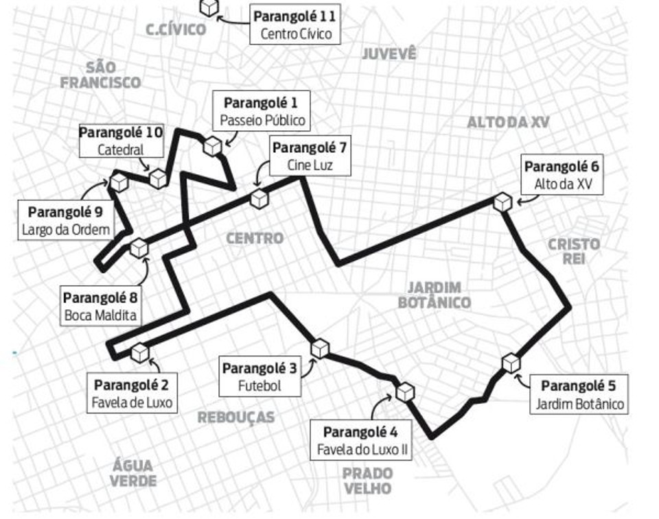 Oportunidades:distribuídos por pontos importantes da história de Curitiba, os espaços projetados pela arquiteta proporcionariam educação, cultura, arte e esporte |