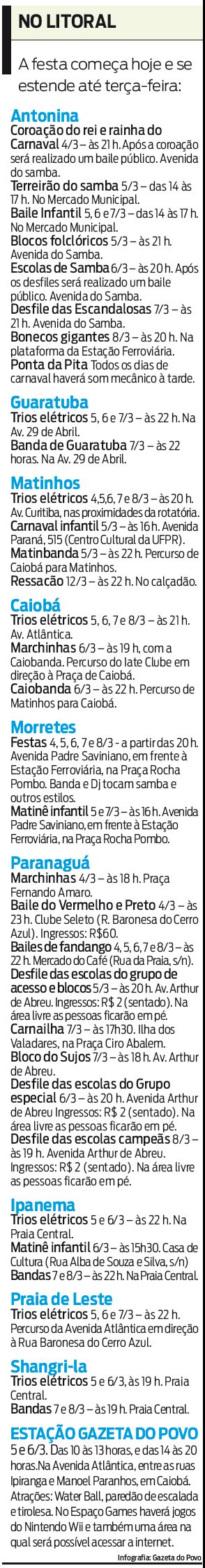 Veja a programação completa no litoral |