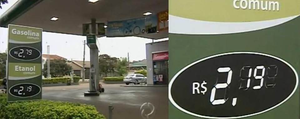 A diferença entre o etanol e a gasolina resulta em um índice de 78% | Reprodução RPC TV