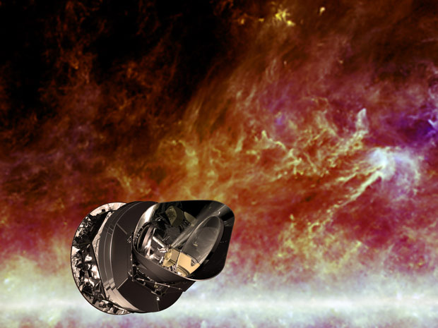 Ilustração do telescópio espacial Planck, divulgada pela agência espacial europeia (ESA) | Divulgação/ESA