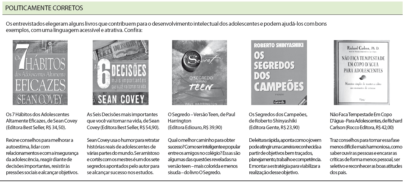 Os entrevistados elegeram alguns livros que contribuem para o desenvolvimento intelectual. Confira |