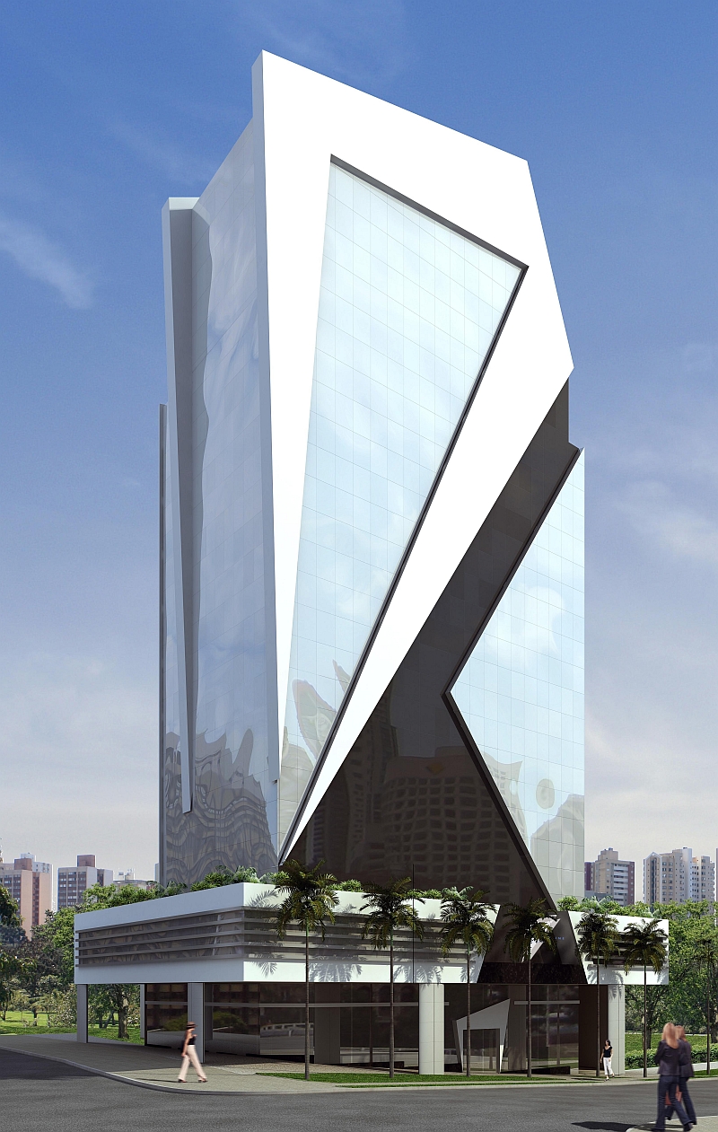 Fachada do Curitibano Prime Center: inspiração em materiais usados para desenho | Divulgação