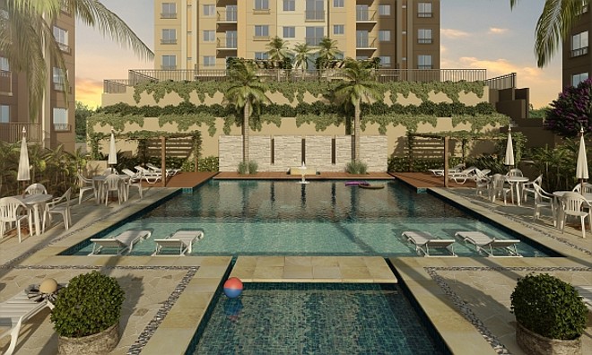 Área de lazer terá piscinas para adultos e crianças |