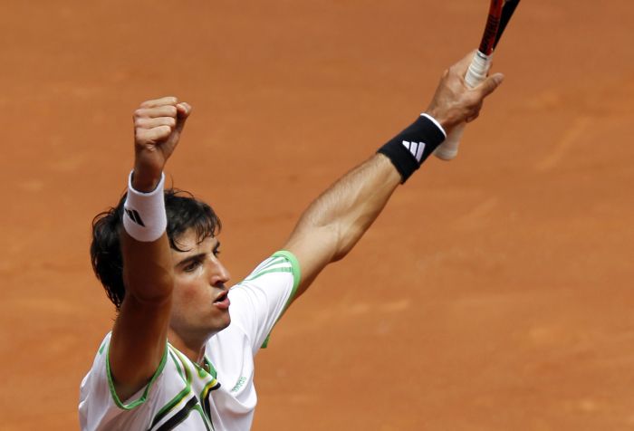 Thomaz Bellucci durante o Masters de Madri. Brasileiro estreia em Roland Garros contra tenista do Casaquistão | Susana Vera / Reuters