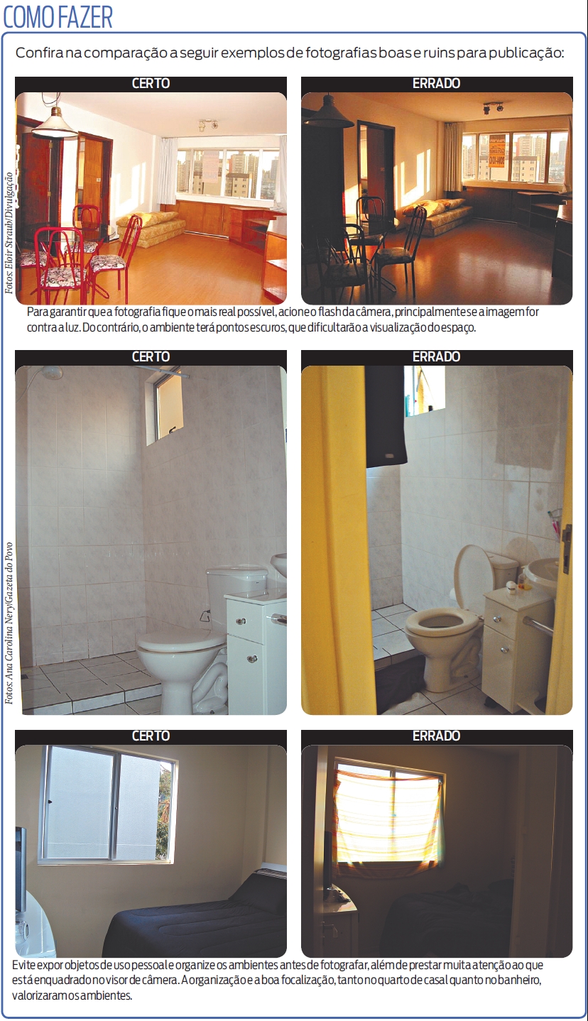 Confira exemplos de fotografias boas e ruins para publicação |