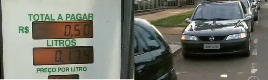 Motoristas fizeram fila nos postos para abastecer com R$0,50 | Reprodução RPC TV
