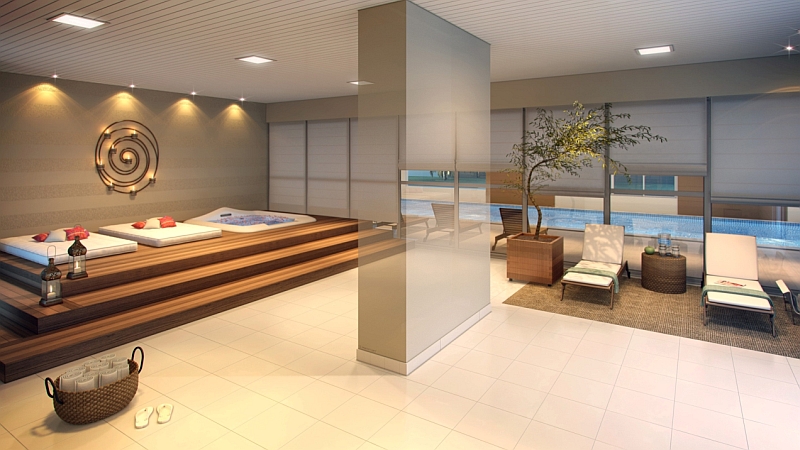 Spa do condomínio-clube Blend, da Monarca e Stuhlberger, que ainda será construído em Curitiba | Divulgação