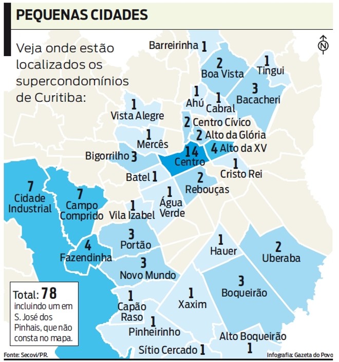 Veja onde estão localizados os supercondomínios de Curitiba |