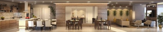 Perspectiva do Espaço Gourmet: construtora aposta em ampla área de lazer |