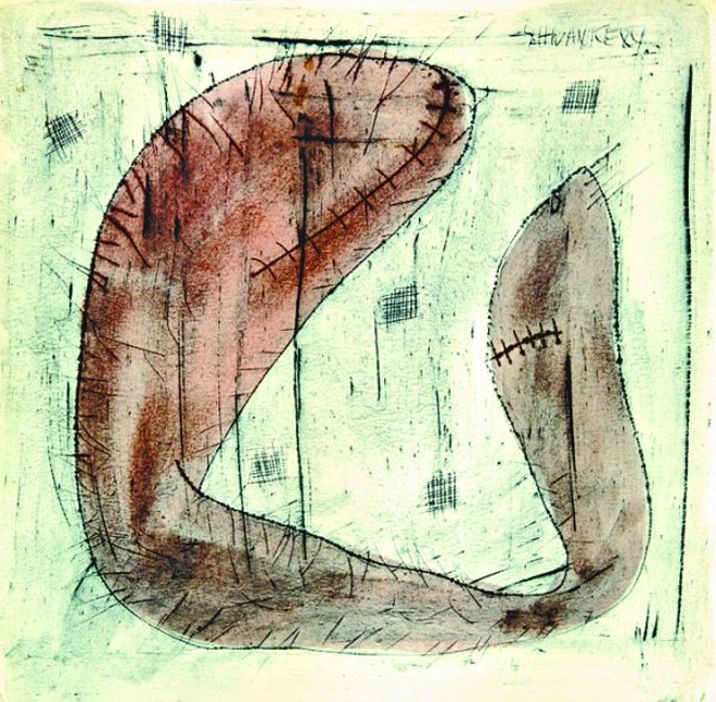 Obra sem título, em guache sobre papel, de 1984 |