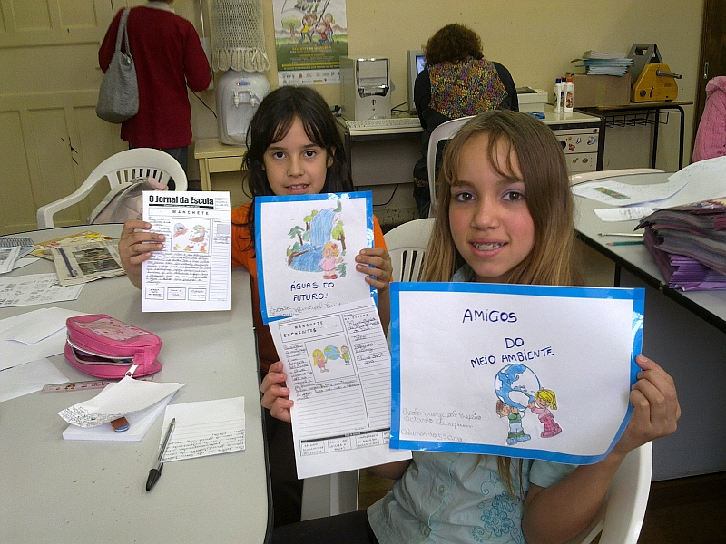 Alunos do 4º ano da Escola Municipal Prefeito Octávio Furquim: reflexões sobre a poluição ambiental e o cuidado com água são temas de trabalhos diários |