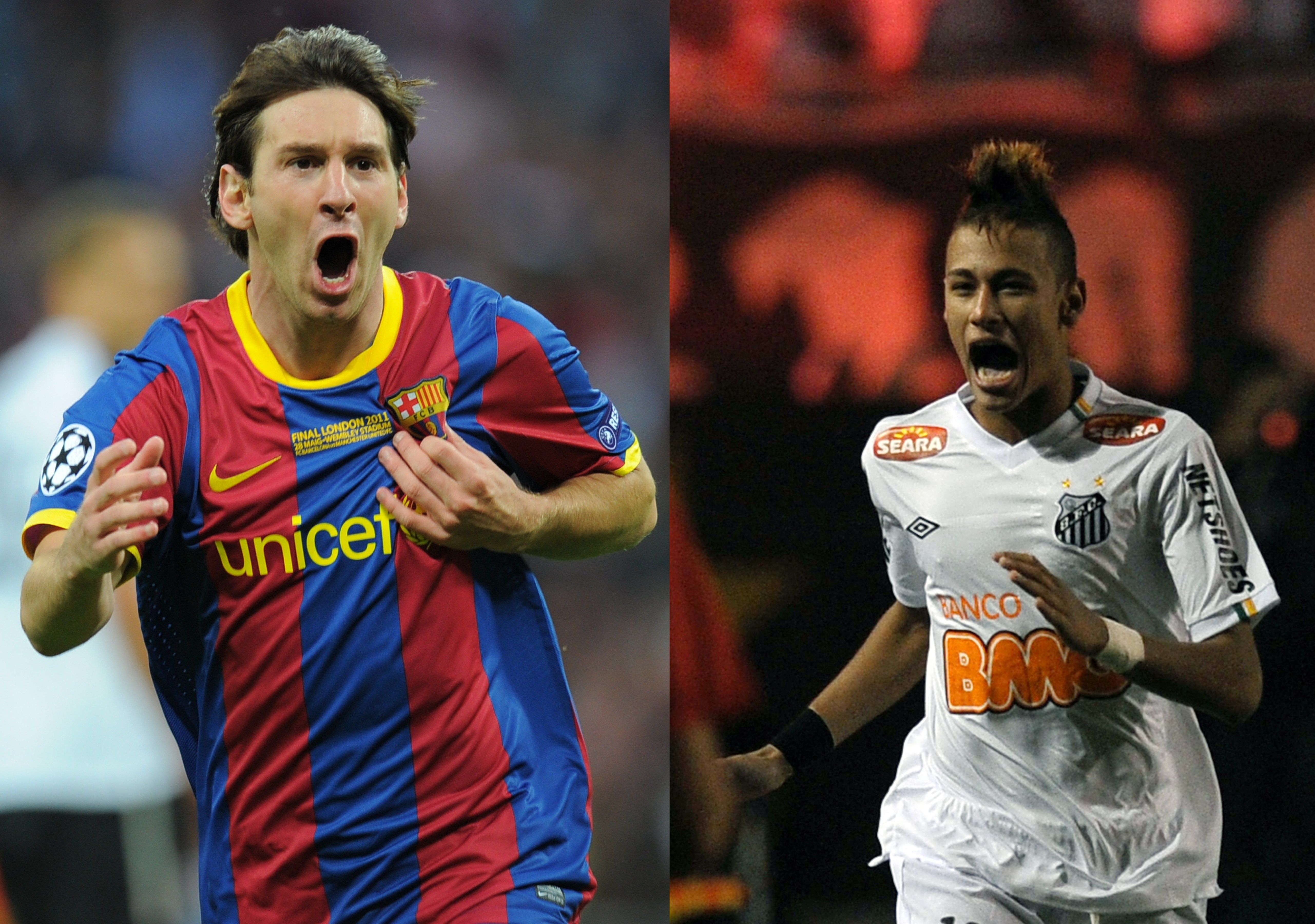 Barcelona, de Messi, e Santos, de Neymar, podem se enfrentar na final do Mundial de Clubes | AFP e Reuters