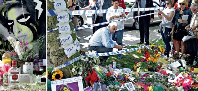 Fãs depositaram flores, garrafas e quadros em frente à casa da cantora, em Londres. Pais de Amy agradeceram as homenagens | 