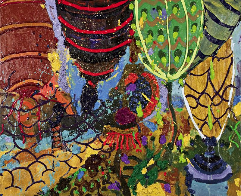 A obra Rebento, também de Gilvan Nunes: diálogo entre a pintura tradicional com novas tecnologias | Reprodução