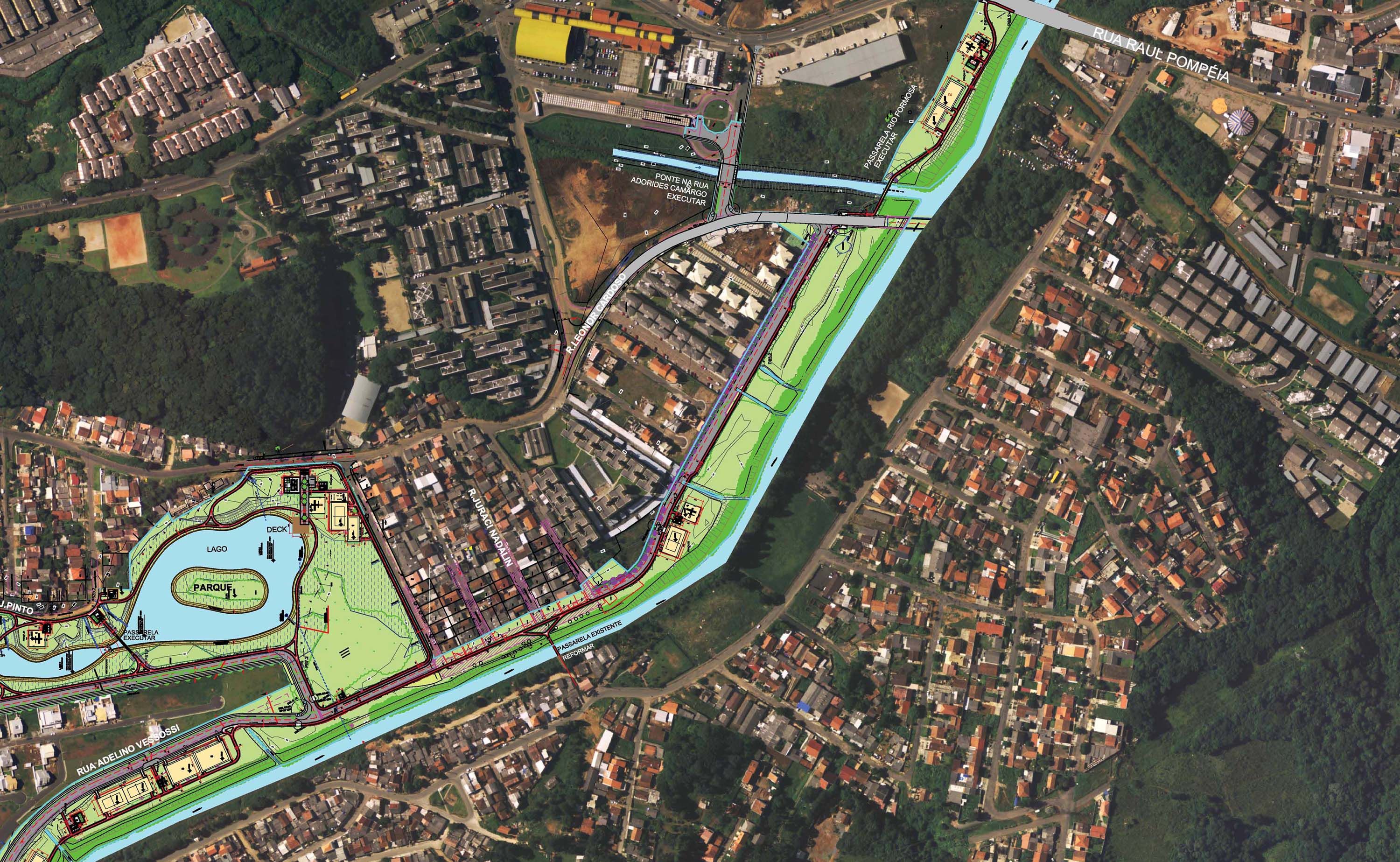 Uma faixa de 210 mil metros quadrados às margens do rio Barigui vai abrigar dois parques de lazer e preservação ambiental na região sul de Curitiba | Divulgação Prefeitura de Curitiba