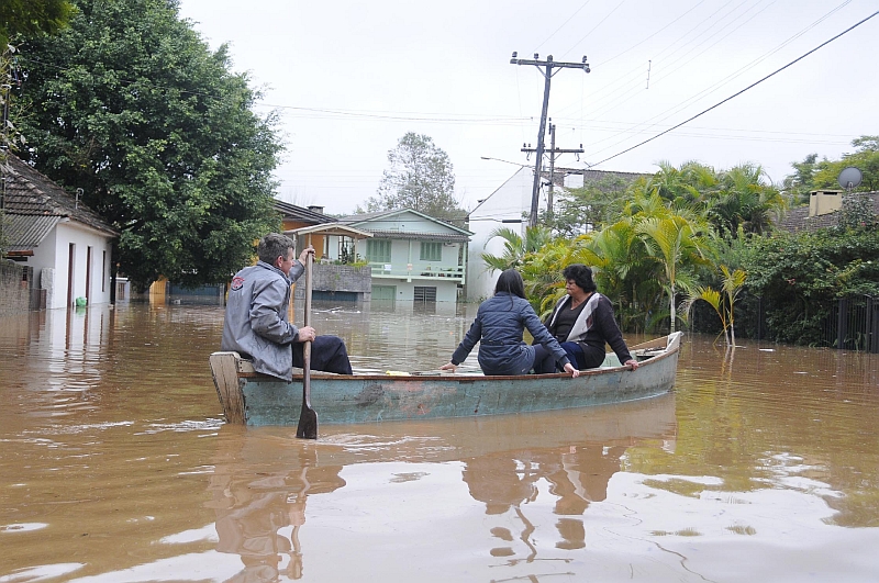 Alagada pelas águas do Rio Caí, a cidade de São Sebastião do Caí, na Grande Porto Alegre, decretou situação de emergência | Vinicius Roratto /Correio do Povo
