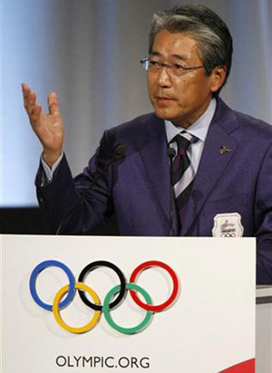 Presidente do Comitê Olímpico Japonês, Tsunekazu Takeda, em outubro de 2009, durante apresentação da candidatura de Tóquio às Olimpíadas de 2016 | Reuters