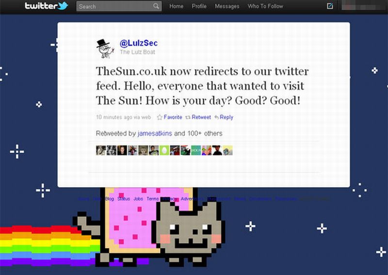 Grupo hacker LulzSec assume autoria de ataque à página do The Sun | Reprodução