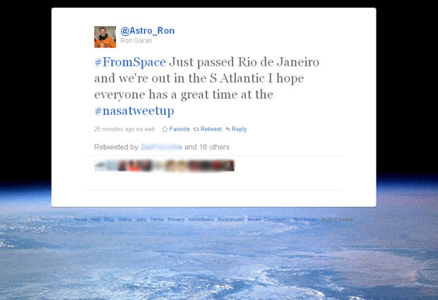 Mensagem de Ron Garan no Twitter | Reprodução