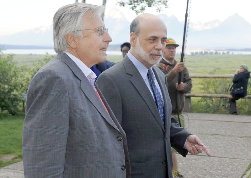 Ben Bernanke (à direita), antes do encontro de Jackson Hole: sem novidades | Price Chambers/Reuters