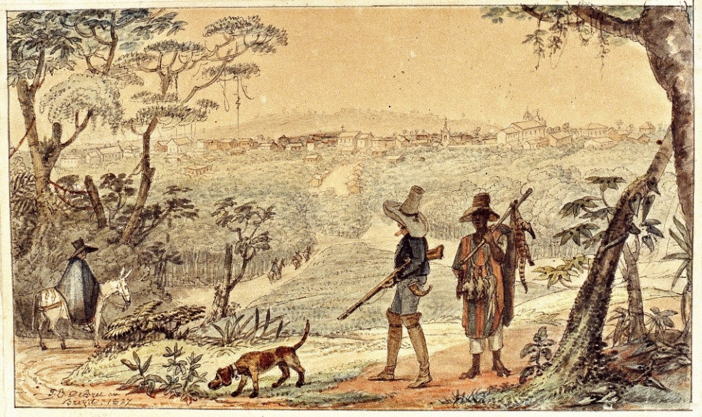 Obra Vista da Vila de Itu, de Jean-Baptiste Debret: artista registrou o que encantava os olhos europeus pela novidade e exotismo | Reprodução