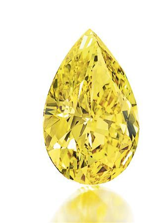 Casa Christies anunciou nesta quarta-feira que um reluzente diamante amarelo de 32,7 quilates deve ser vendido por até 8 milhões de dólares num leilão em outubro | REUTERS/CHRISTIES IMAGES LTD. 2011/Divulgação