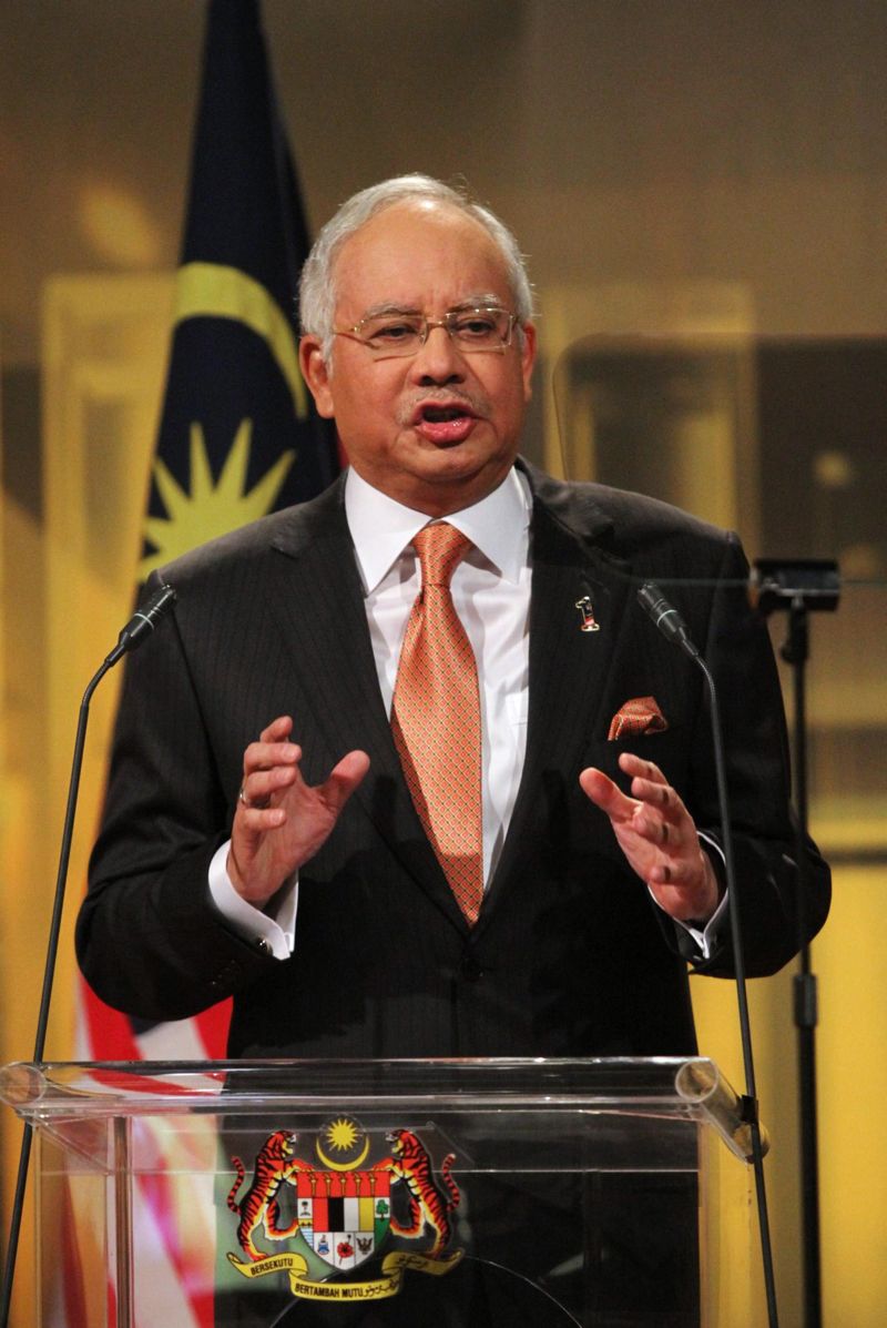 O primeiro-ministro da Malásia, Najib Razak, em pronunciamento nesta quinta-feira | Stringer / Reuters