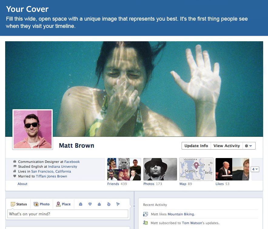 Visual do novo Facebook | Reprodução