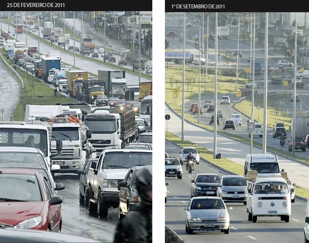 Linha Verde em horário de pico, antes e depois da medida: com e sem caminhões | Marcelo Elias/Gazeta do Povo