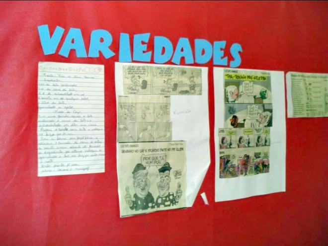 Mural de notícias criados pelos alunos da Escola Municipal Clotário Santos, em Palmeira: construção do conhecimento através da leitura do jornal |