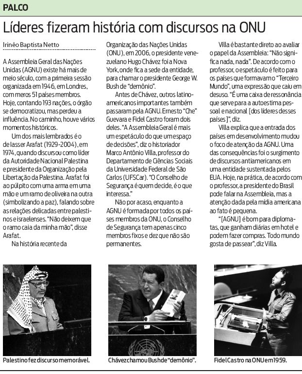 Líderes fizeram história com discursos da ONU |