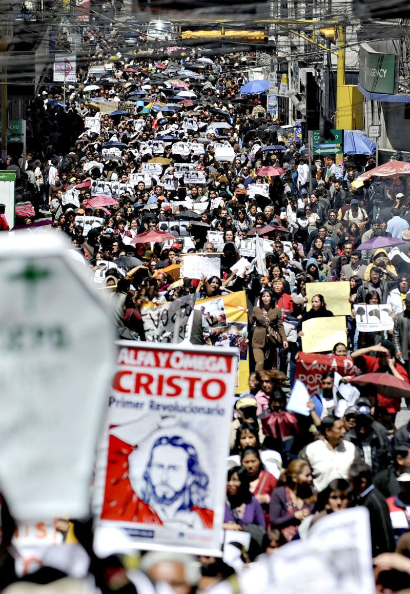 Milhares de pessoas participaram de marcha em La Paz contra estrada financiada pelo Brasil | Jorge Bernal/AFP